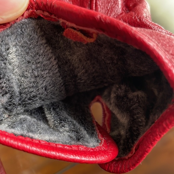Red leather gloves lined size 8.5/m/l - Picture 3 of 5